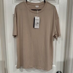 Xieerduo Women's Soft‎ Cotton Tee- Beige- Comfy 3165 Small NWT